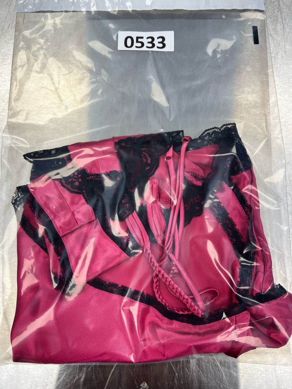 Delicates Hot Pink, Black Lace-Trim, Slip Bodysuit Women’s Medium - Picture 11 of 11